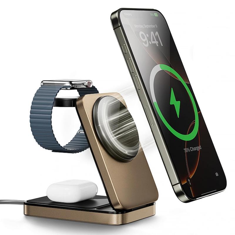 Бездротовий зарядний пристрій WIWU Wi-W038 Triple 3 in 1 wireless charger - Зображення 3