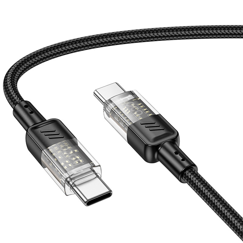 Дата кабель Hoco U129 Spirit Transparent Type-C to Type-C 60W (1.2m) - Зображення 2