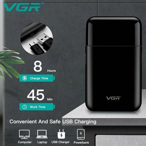 Акумуляторна електробритва VGR V-390 шейвер Black для гоління бороди та вусів - Зображення 5