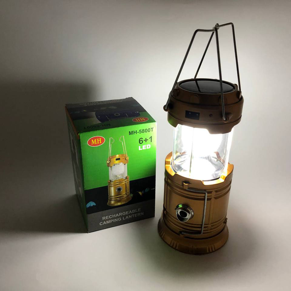 Туристична лампа на сонячній батареї CAMPING MH-5800T з 6+1 LED-світлодіодами коричневого кольору - Зображення 2