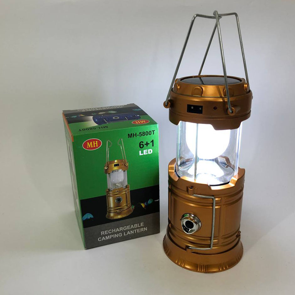 Туристична лампа на сонячній батареї CAMPING MH-5800T з 6+1 LED-світлодіодами коричневого кольору - Зображення 4