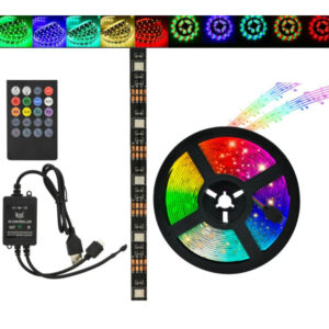 Світлодіодна стрічка SMD 5050 RGB 5 м IP65 з пультом та блоком живлення 220 В