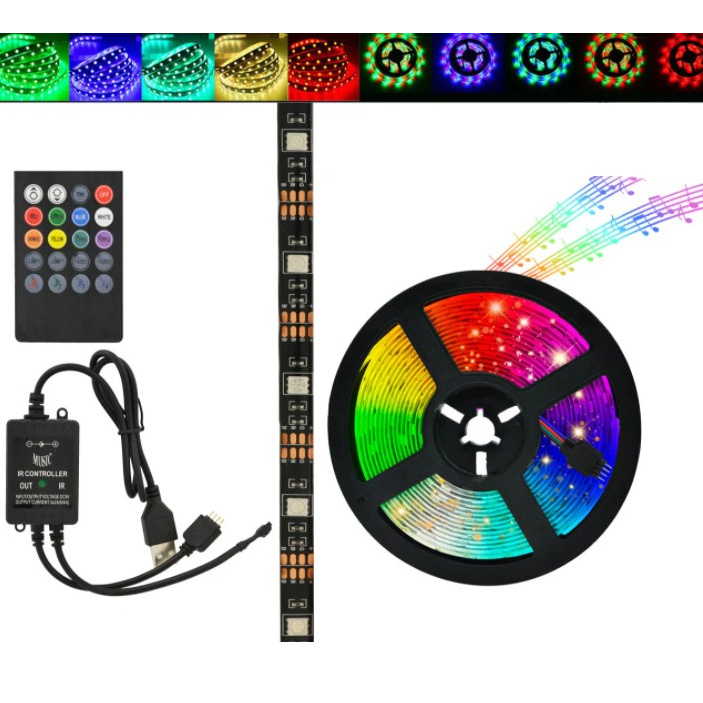 Світлодіодна стрічка SMD 5050 RGB LED 2 м IP65 з пультом та блоком живлення USB