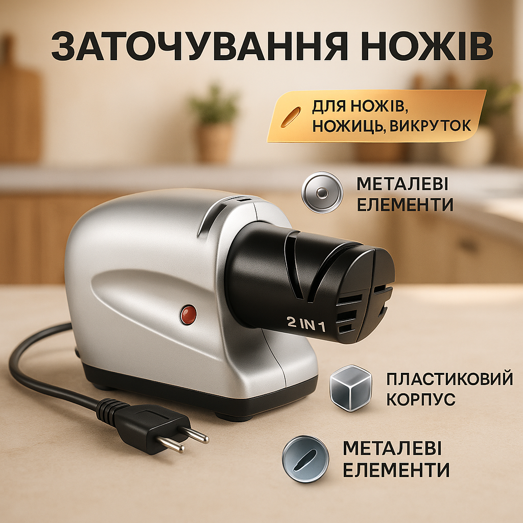 Электрическая точилка для ножей и ножниц ELECTRIC SHARPENER 220В, Электронная точилка для заточки ножей - Зображення 24