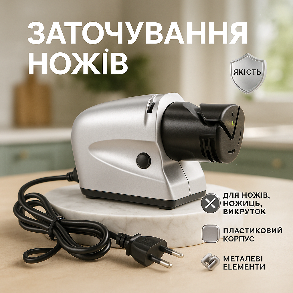 Электрическая точилка для ножей и ножниц ELECTRIC SHARPENER 220В, Электронная точилка для заточки ножей - Зображення 25