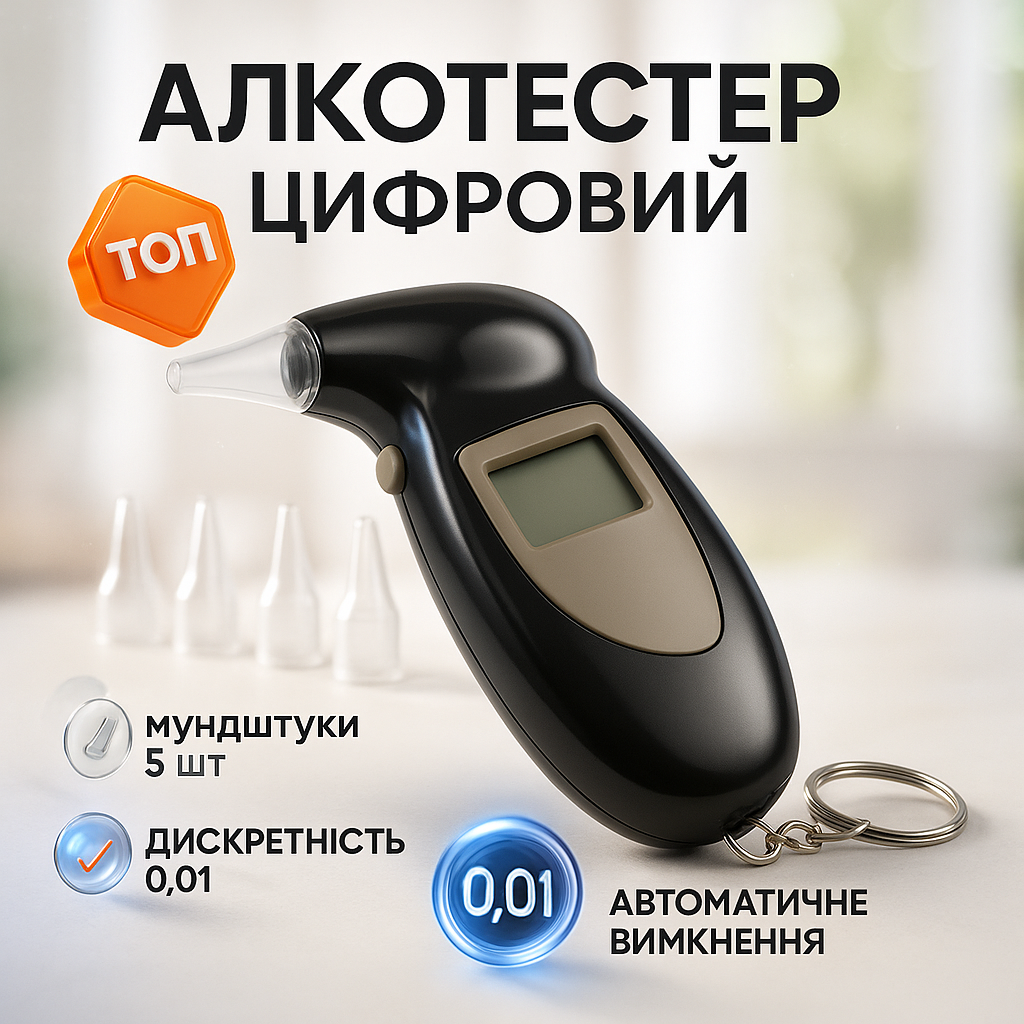 Алкотестер цифровой с мундштуками, Хороший алкотестер, Алкотестер алкоголя персональный, Цифровий драгер - Зображення 22
