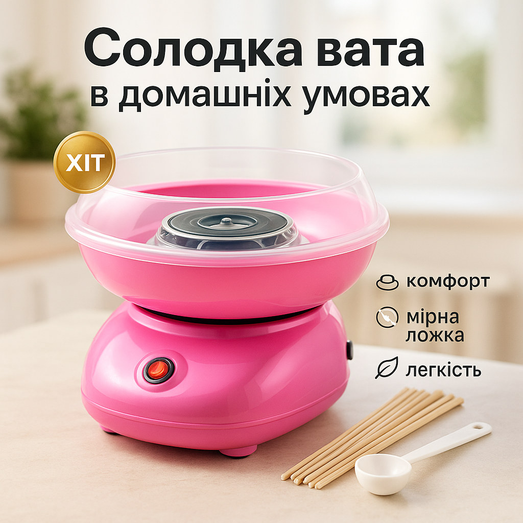 Аппарат для сладкой ваты Cotton Candy Maker, детский аппарат для сладкой ваты в домашних условиях аппарат - Зображення 26