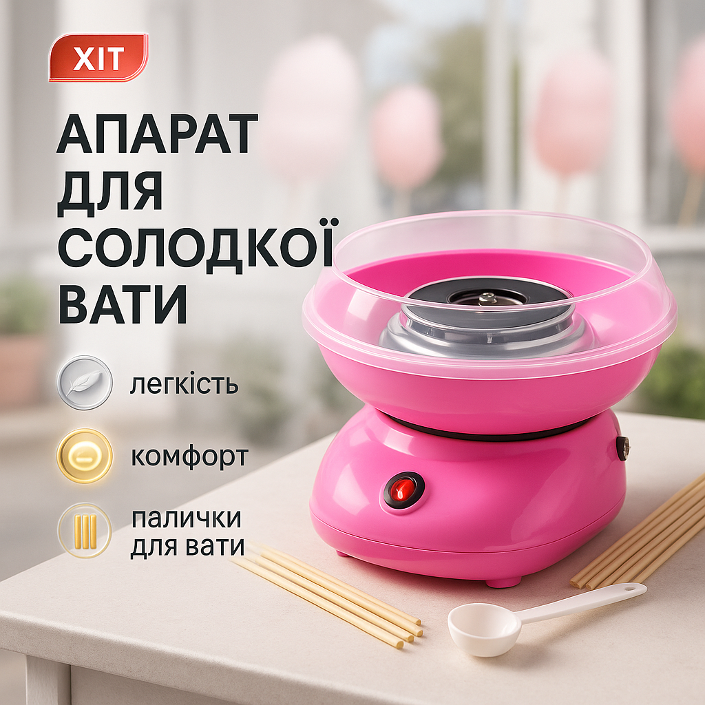 Аппарат для сладкой ваты Cotton Candy Maker, детский аппарат для сладкой ваты в домашних условиях аппарат - Зображення 27