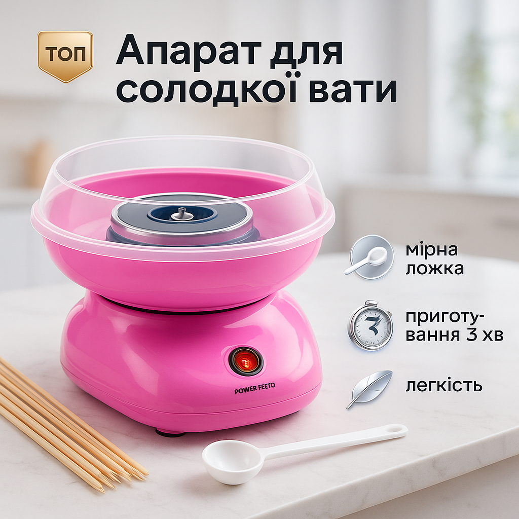 Аппарат для сладкой ваты Cotton Candy Maker, детский аппарат для сладкой ваты в домашних условиях аппарат - Зображення 29