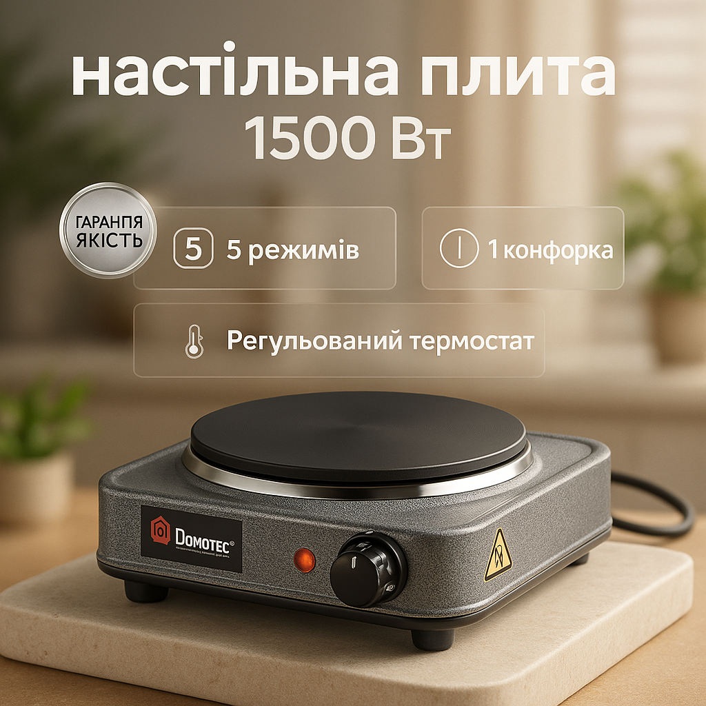 Электроплита DOMOTEC MS-5811 1500 Вт, переносная настольная электроплита, электроплита на 1 конфорку - Зображення 18