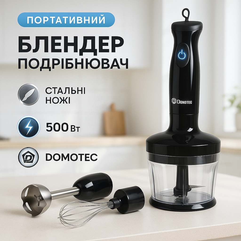 Блендер DOMOTEC MS-5103 3в1 погружной 500Вт ручной погружной блендер, электрический блендер - Зображення 79