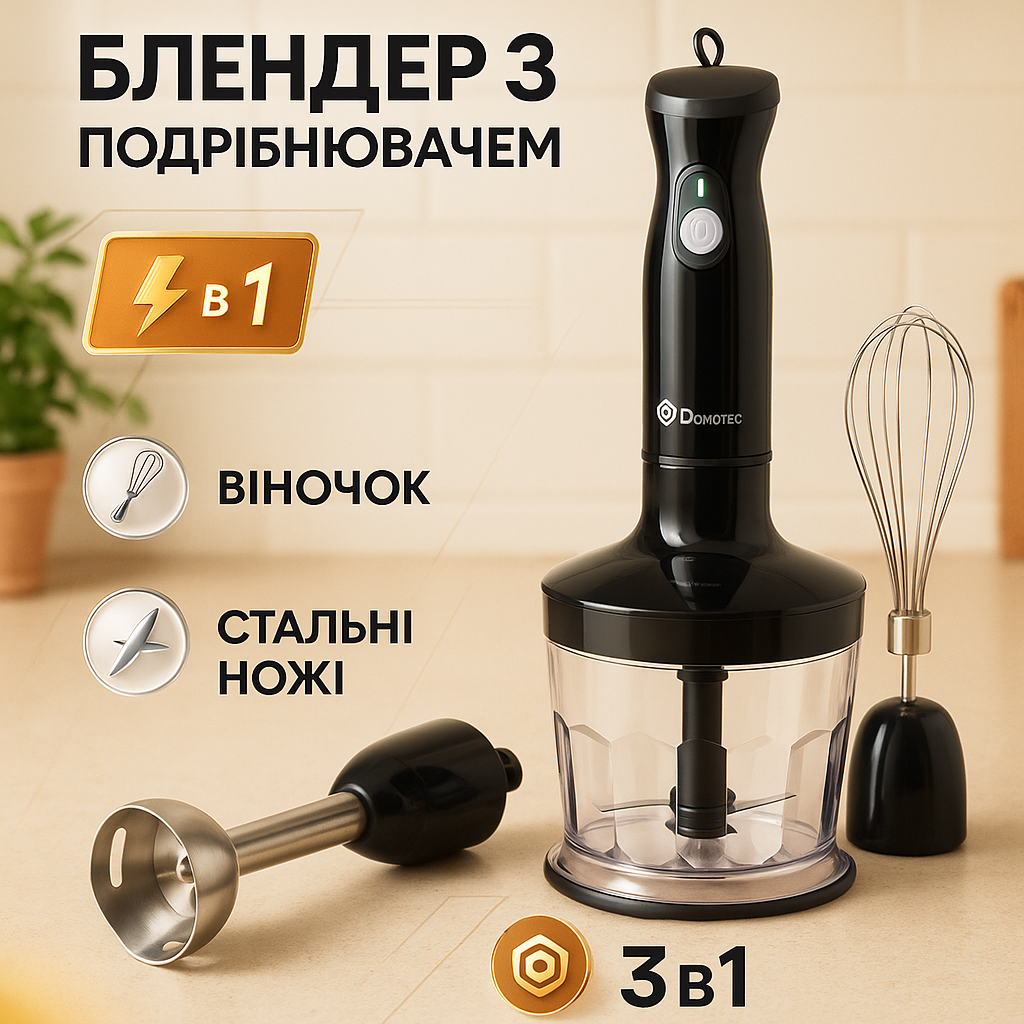 Блендер DOMOTEC MS-5103 3в1 погружной 500Вт ручной погружной блендер, электрический блендер - Зображення 80