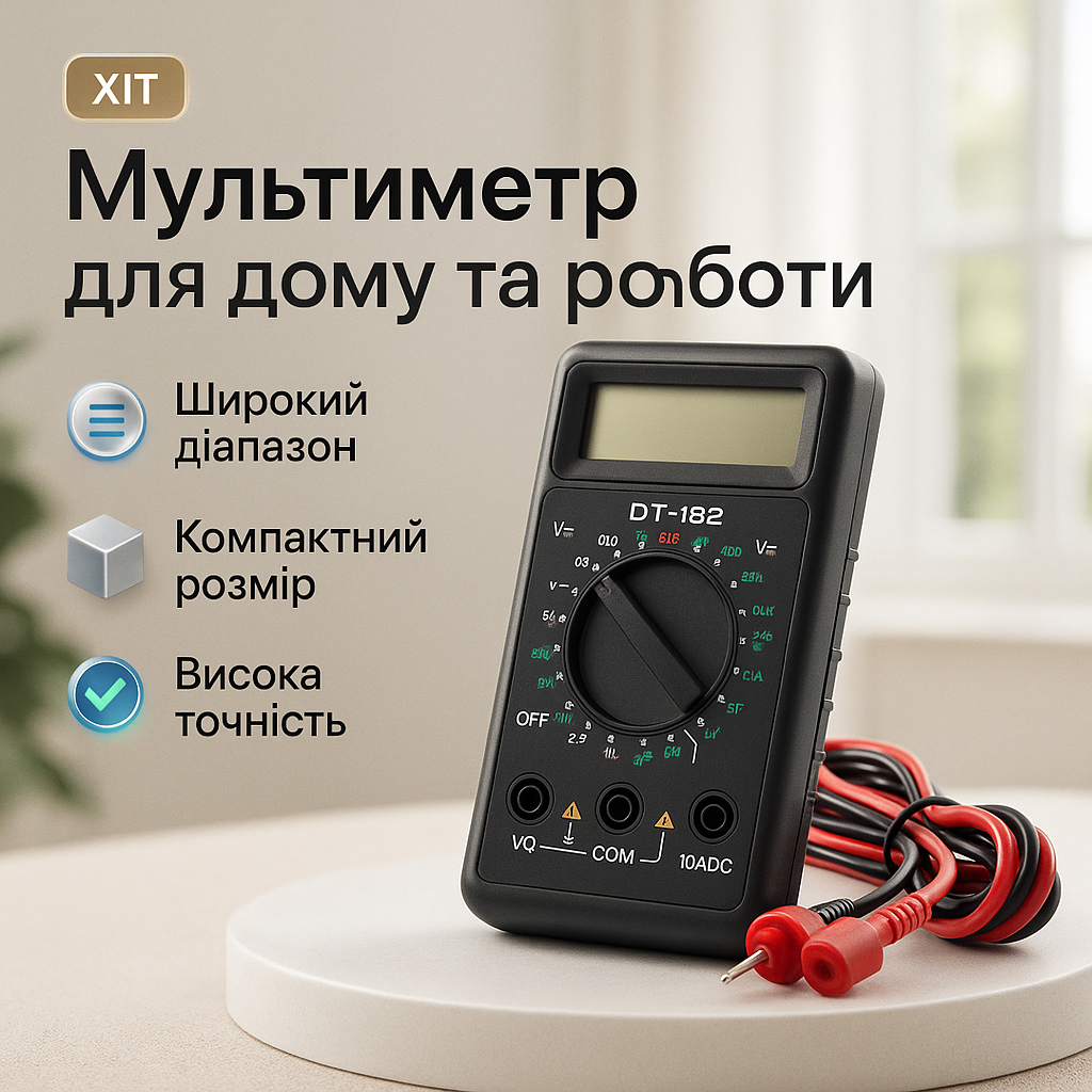 Мультиметр DT-182 (100), мультиметр тестер вольтметр, мультиметр для автомобиля, тестер для электрика - Зображення 19