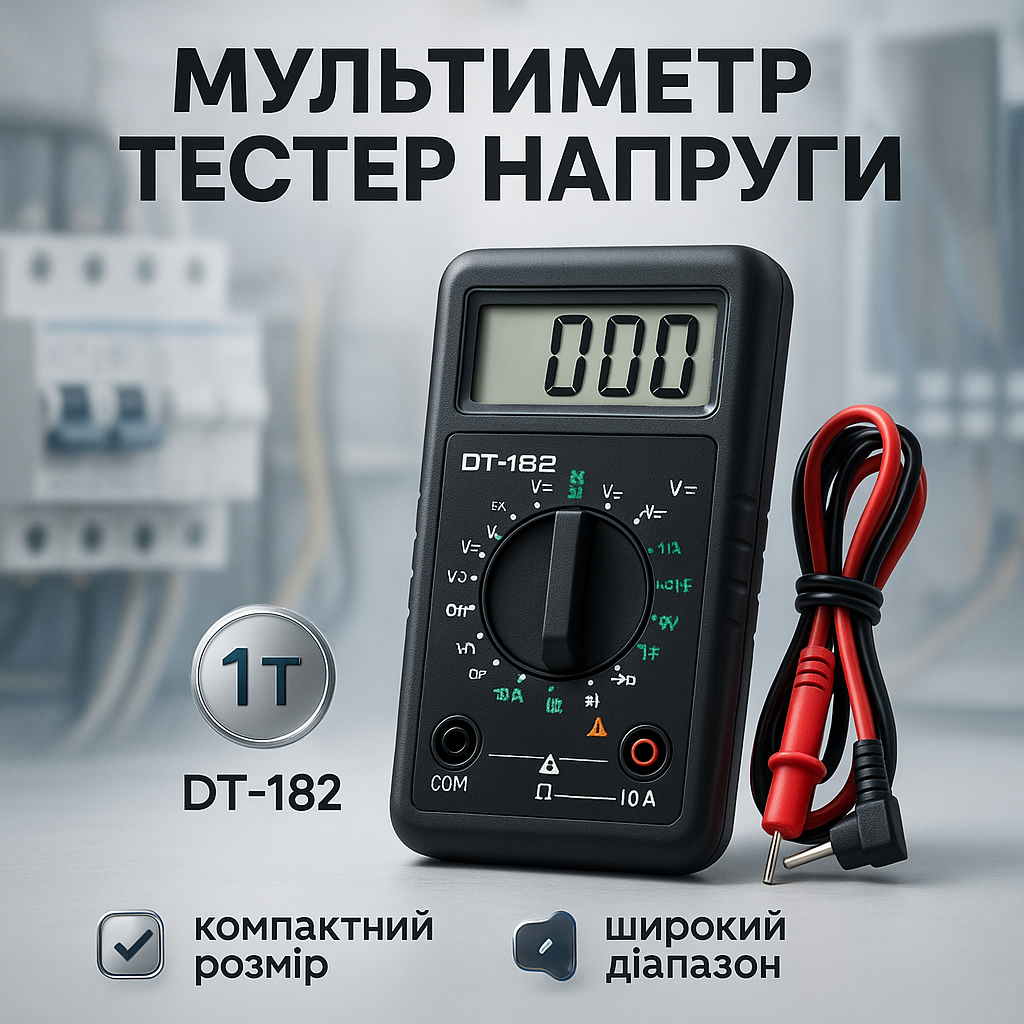 Мультиметр DT-182 (100), мультиметр тестер вольтметр, мультиметр для автомобиля, тестер для электрика - Зображення 20