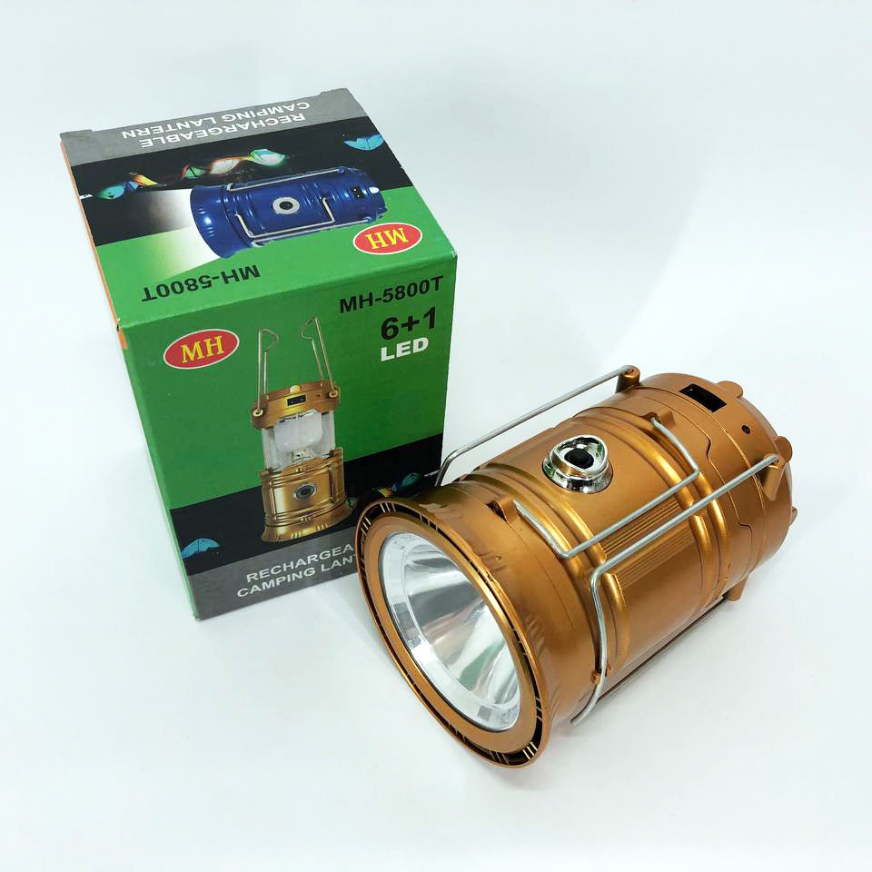 Туристична лампа на сонячній батареї CAMPING MH-5800T з 6+1 LED-світлодіодами коричневого кольору - Зображення 6