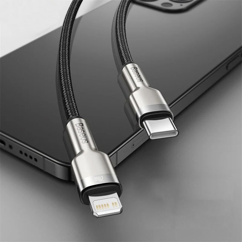 Дата кабель Baseus Cafule Metal Type-C to Lightning PD20W (2m) (CATLJK-B) - Зображення 2