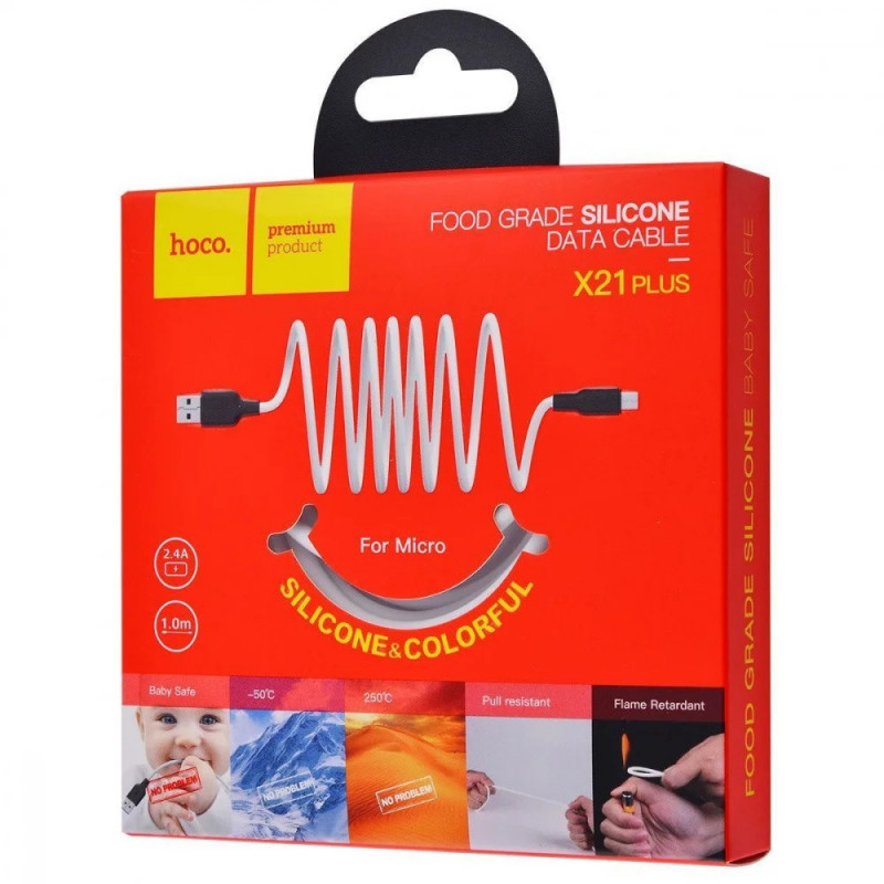 Дата кабель Hoco X21 Plus Silicone MicroUSB Cable (1m) - Зображення 6