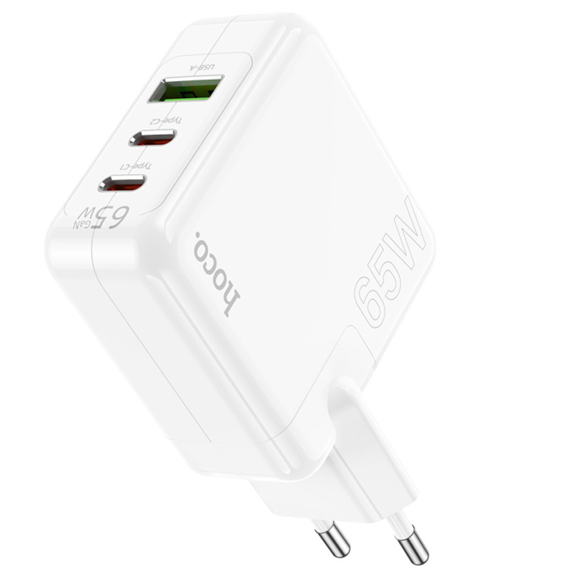 Мережевий зарядний пристрій Hoco C115A Header PD65W+QC3.0 (1USB-A/2C) - Зображення 5
