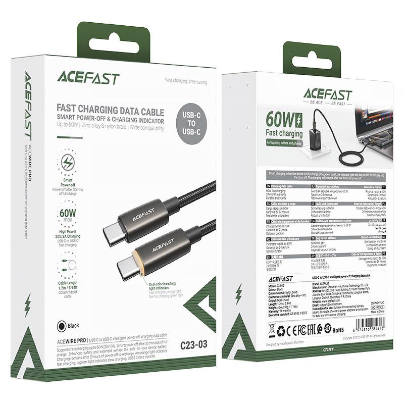 Дата кабель Acefast C23-03 Type-C to Type-C 60W (1.2m) - Зображення 4