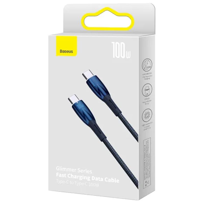 Дата кабель Baseus Glimmer Series Fast Charging Type-C to Type-C 100W 1m (CADH00070) - Зображення 4