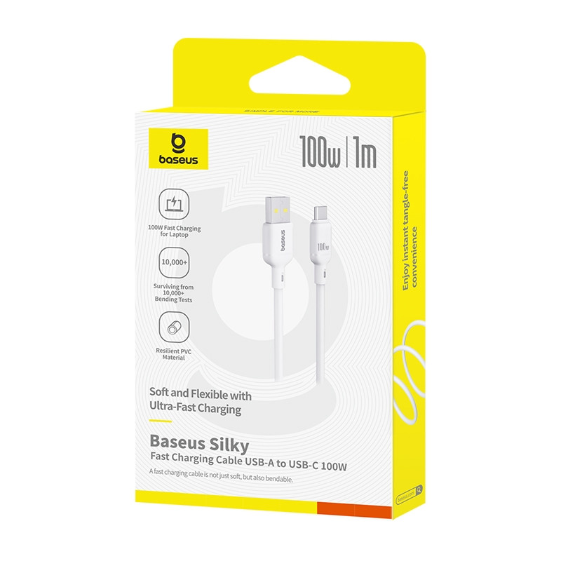 Дата кабель Baseus Silky Series OS Fast Charging USB to Type-C 100W (1m) (P10377703) - Зображення 5