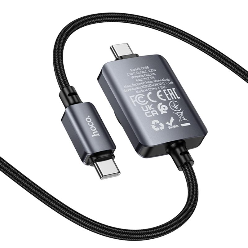 Дата кабель Hoco CW66 2in1 Type-C to iWatch/Type-C PD100W (1.2m) - Зображення 6