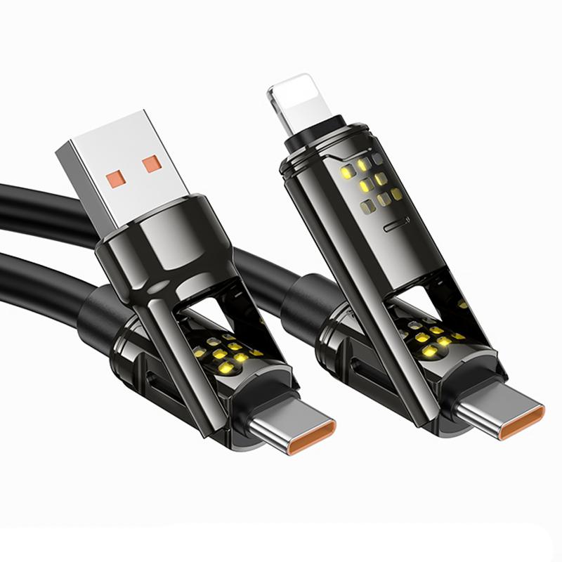 Дата кабель Hoco U143 Joy 4in1 USB to Lightning/Type-C to Type-C 240W (1.2m) - Зображення 5