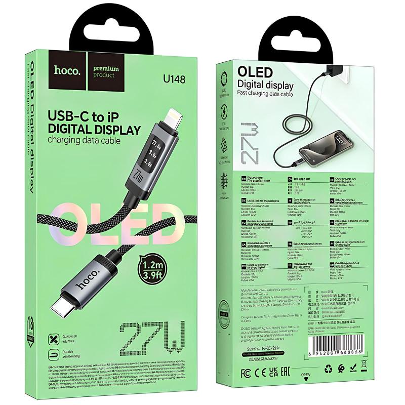 Дата кабель Hoco U148 Lord with display Type-C to Lightning 27W (1.2m) - Зображення 4