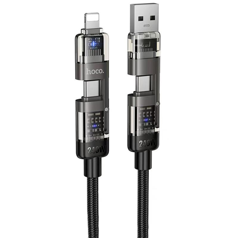 Дата кабель Hoco U151 Goldsmith 4in1 Type-C to USB/Type-C to Lightning 240W (1.2m)