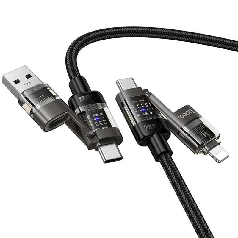 Дата кабель Hoco U151 Goldsmith 4in1 Type-C to USB/Type-C to Lightning 240W (1.2m) - Зображення 2