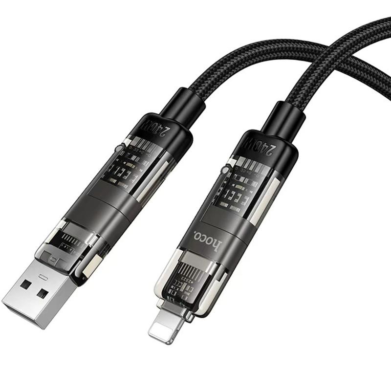 Дата кабель Hoco U151 Goldsmith 4in1 Type-C to USB/Type-C to Lightning 240W (1.2m) - Зображення 3
