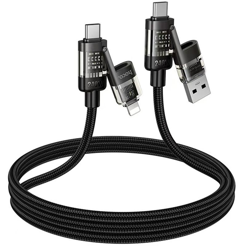 Дата кабель Hoco U151 Goldsmith 4in1 Type-C to USB/Type-C to Lightning 240W (1.2m) - Зображення 4