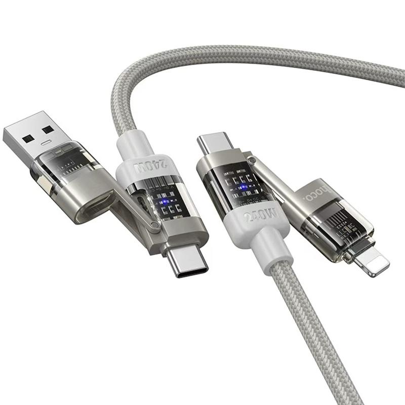 Дата кабель Hoco U151 Goldsmith 4in1 Type-C to USB/Type-C to Lightning 240W (1.2m) - Зображення 2