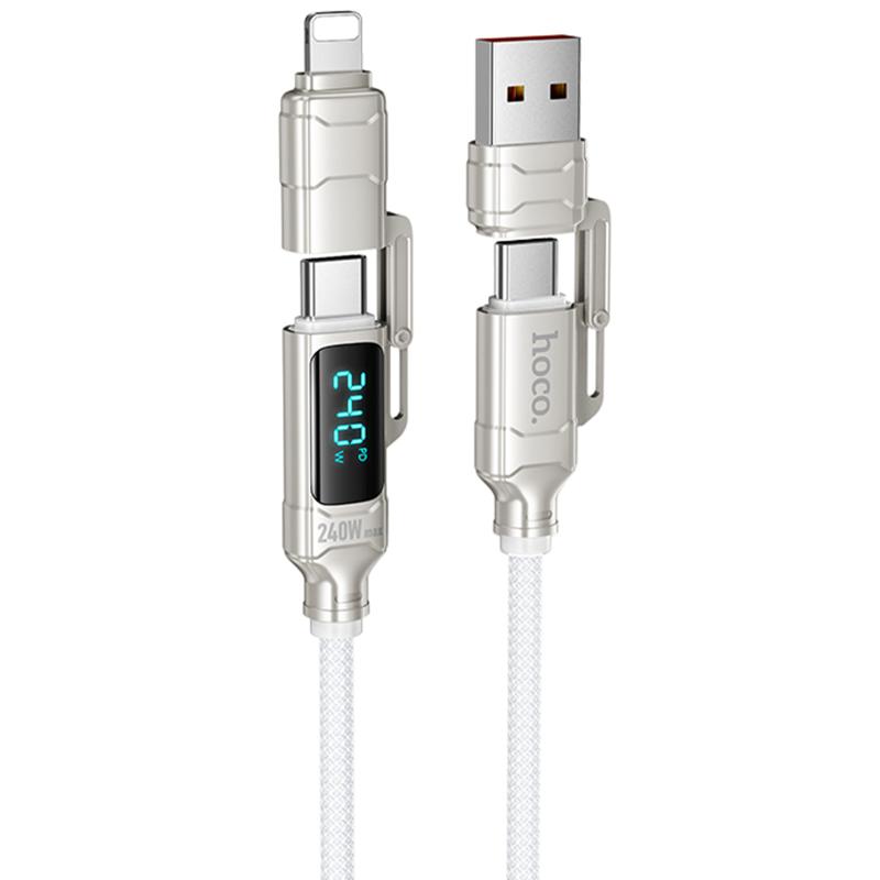 Дата кабель Hoco U152 Fortune 4in1 Type-C to Lightning/Type-C to USB 240W (1.2m)