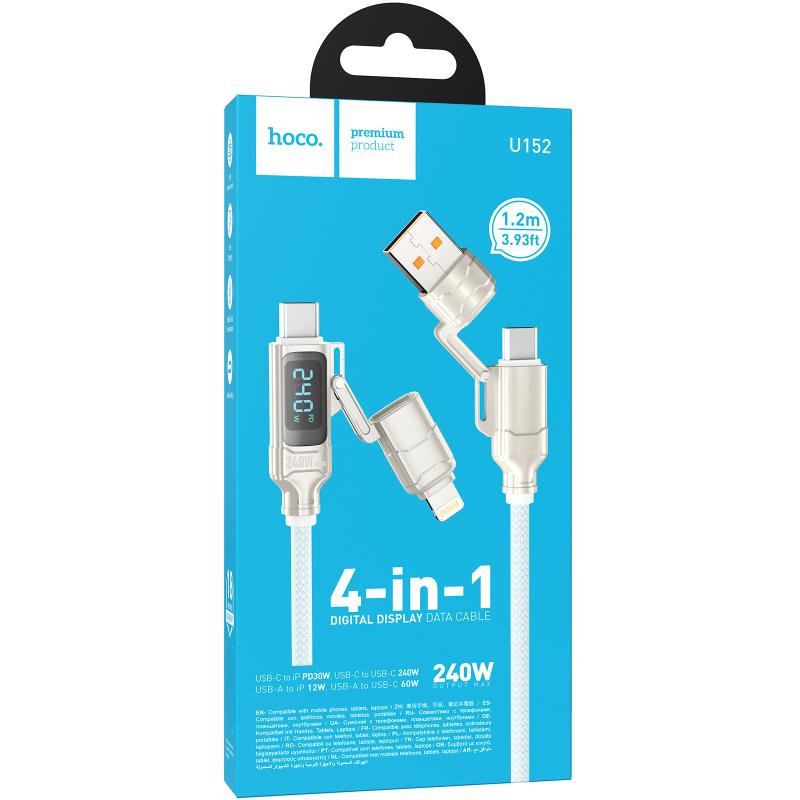 Дата кабель Hoco U152 Fortune 4in1 Type-C to Lightning/Type-C to USB 240W (1.2m) - Зображення 2