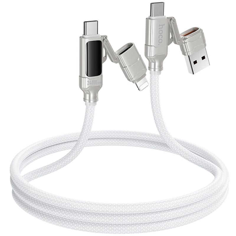 Дата кабель Hoco U152 Fortune 4in1 Type-C to Lightning/Type-C to USB 240W (1.2m) - Зображення 3