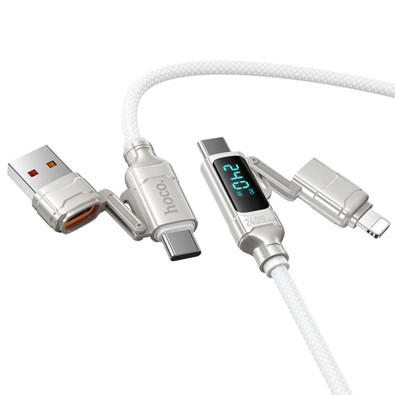 Дата кабель Hoco U152 Fortune 4in1 Type-C to Lightning/Type-C to USB 240W (1.2m) - Зображення 5