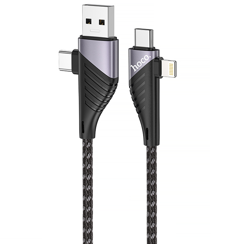 Дата кабель Hoco U95 Freeway 4in1 USB/Type-C to Type-C/Lightning 60W (1.2m)