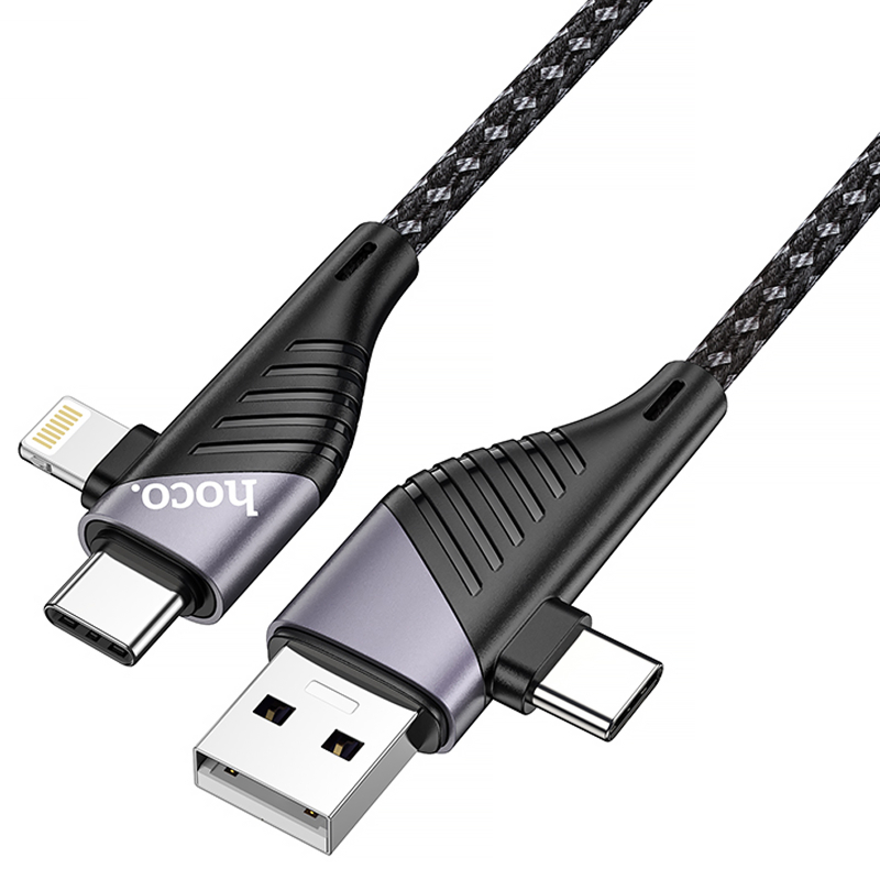 Дата кабель Hoco U95 Freeway 4in1 USB/Type-C to Type-C/Lightning 60W (1.2m) - Зображення 2