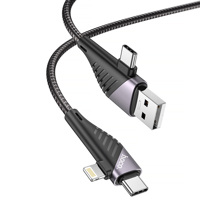 Дата кабель Hoco U95 Freeway 4in1 USB/Type-C to Type-C/Lightning 60W (1.2m) - Зображення 3