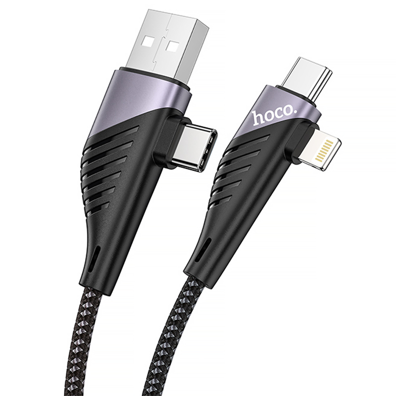 Дата кабель Hoco U95 Freeway 4in1 USB/Type-C to Type-C/Lightning 60W (1.2m) - Зображення 4