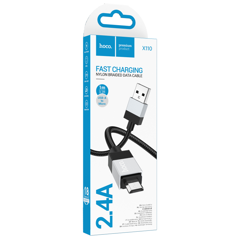 Дата кабель Hoco X110 Honorific USB to MicroUSB 2.4A (1m) - Зображення 2