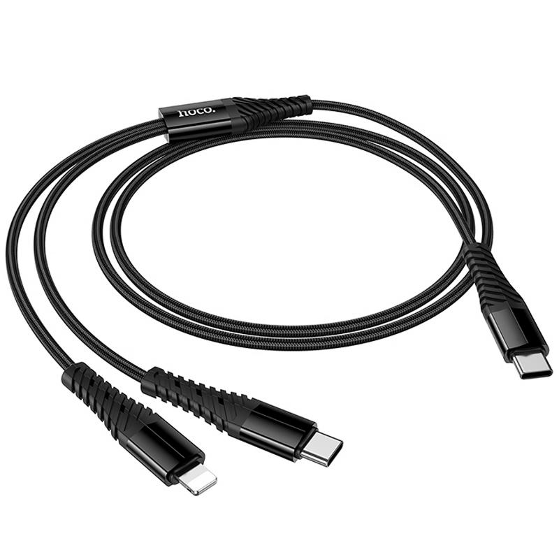 Дата кабель Hoco X123 Victory 2in1 Type-C to Lightning/Type-C 3A (1m) - Зображення 6