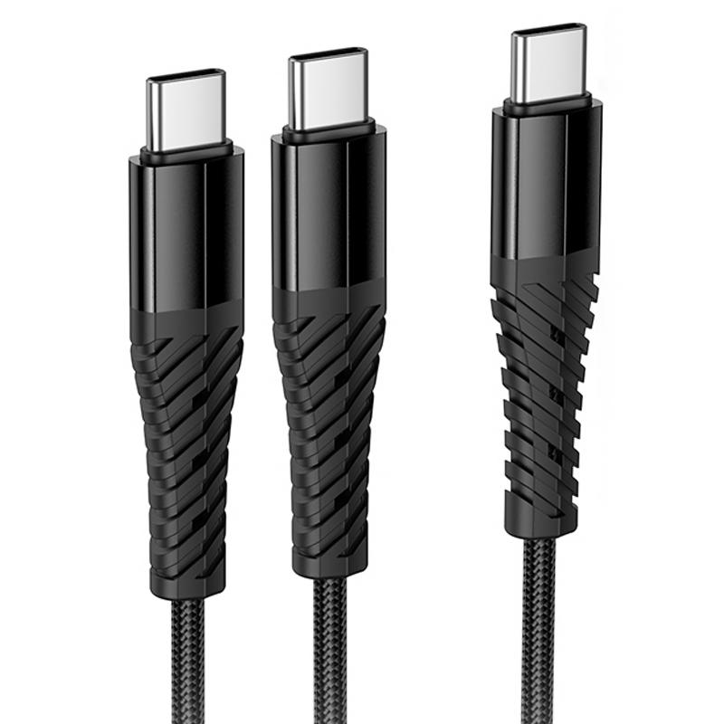 Дата кабель Hoco X123 Victory 2in1 Type-C to Type-C/Type-C 3A (1m) - Зображення 3