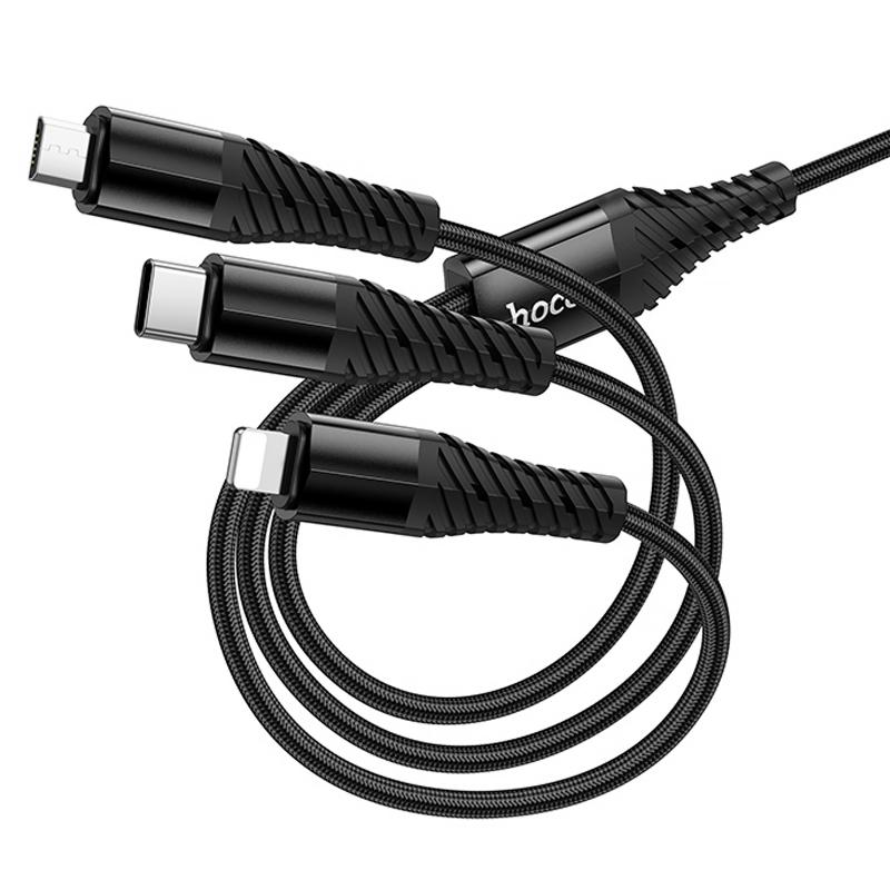 Дата кабель Hoco X123 Victory 6in1 USB/Type-C to Lightning/Type-C/MicroUSB 3A (1m) - Зображення 5