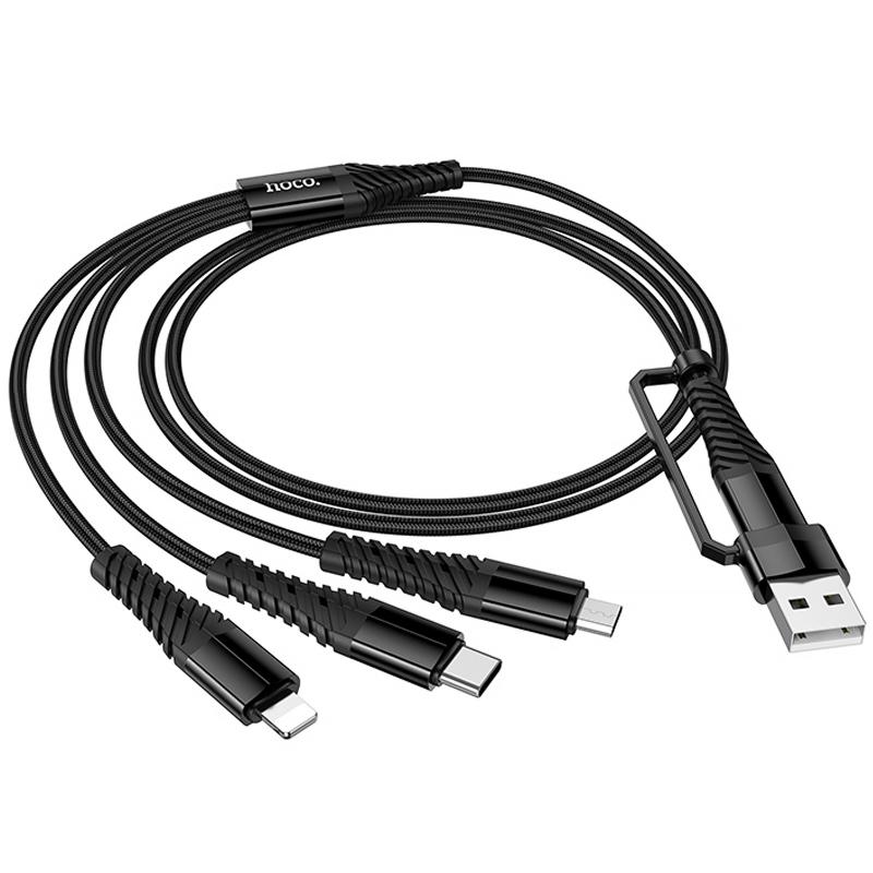 Дата кабель Hoco X123 Victory 6in1 USB/Type-C to Lightning/Type-C/MicroUSB 3A (1m) - Зображення 6