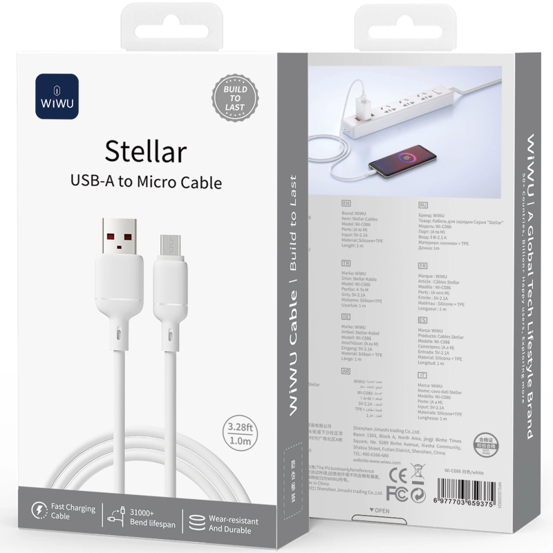 Дата кабель WIWU C086 Stellar USB to MicroUSB 2.1A (1m) - Зображення 3