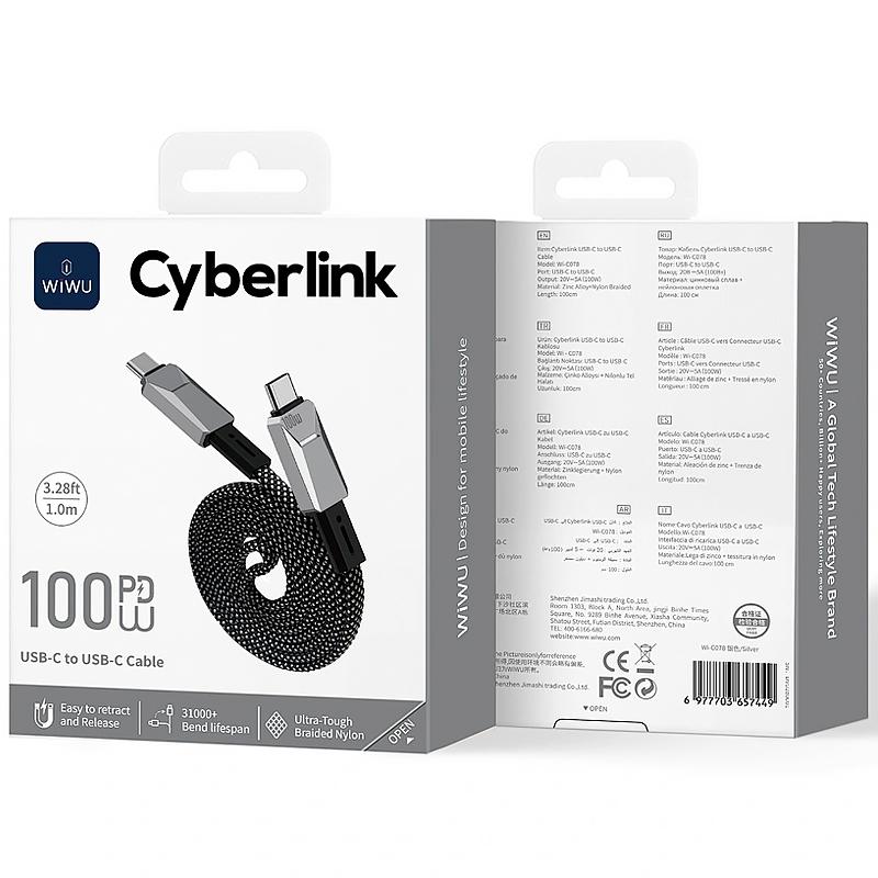 Дата кабель WIWU C078 Type-C to Type-C 100W (1m) - Зображення 5