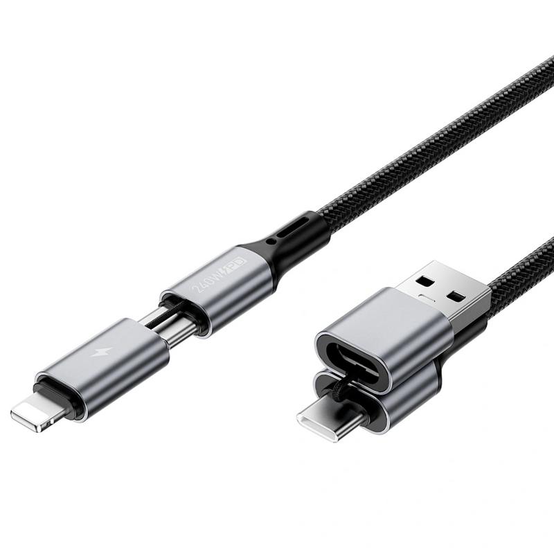 Дата кабель WIWU C085 Raptor Pro 4in1 Type-C to USB/Type-C to Lightning 240W (1.2m) - Зображення 2