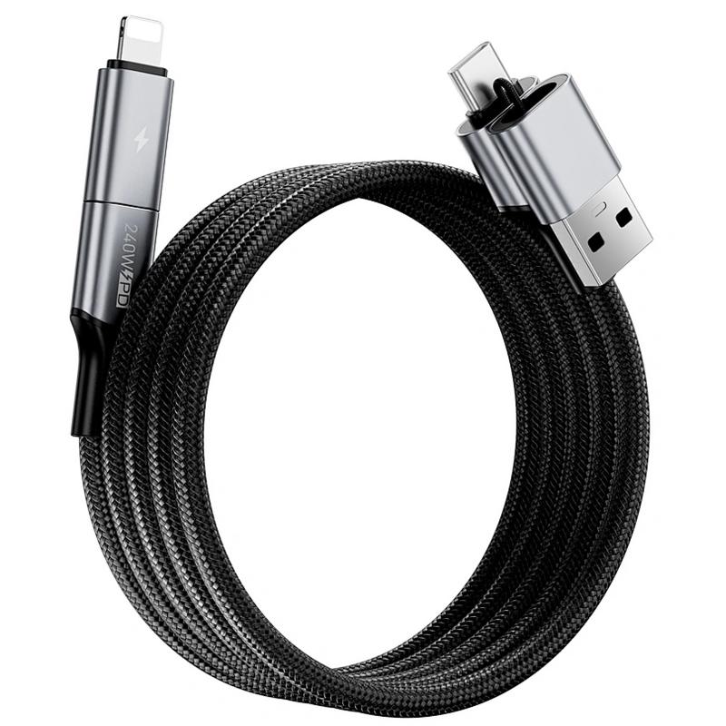 Дата кабель WIWU C085 Raptor Pro 4in1 Type-C to USB/Type-C to Lightning 240W (1.2m) - Зображення 3